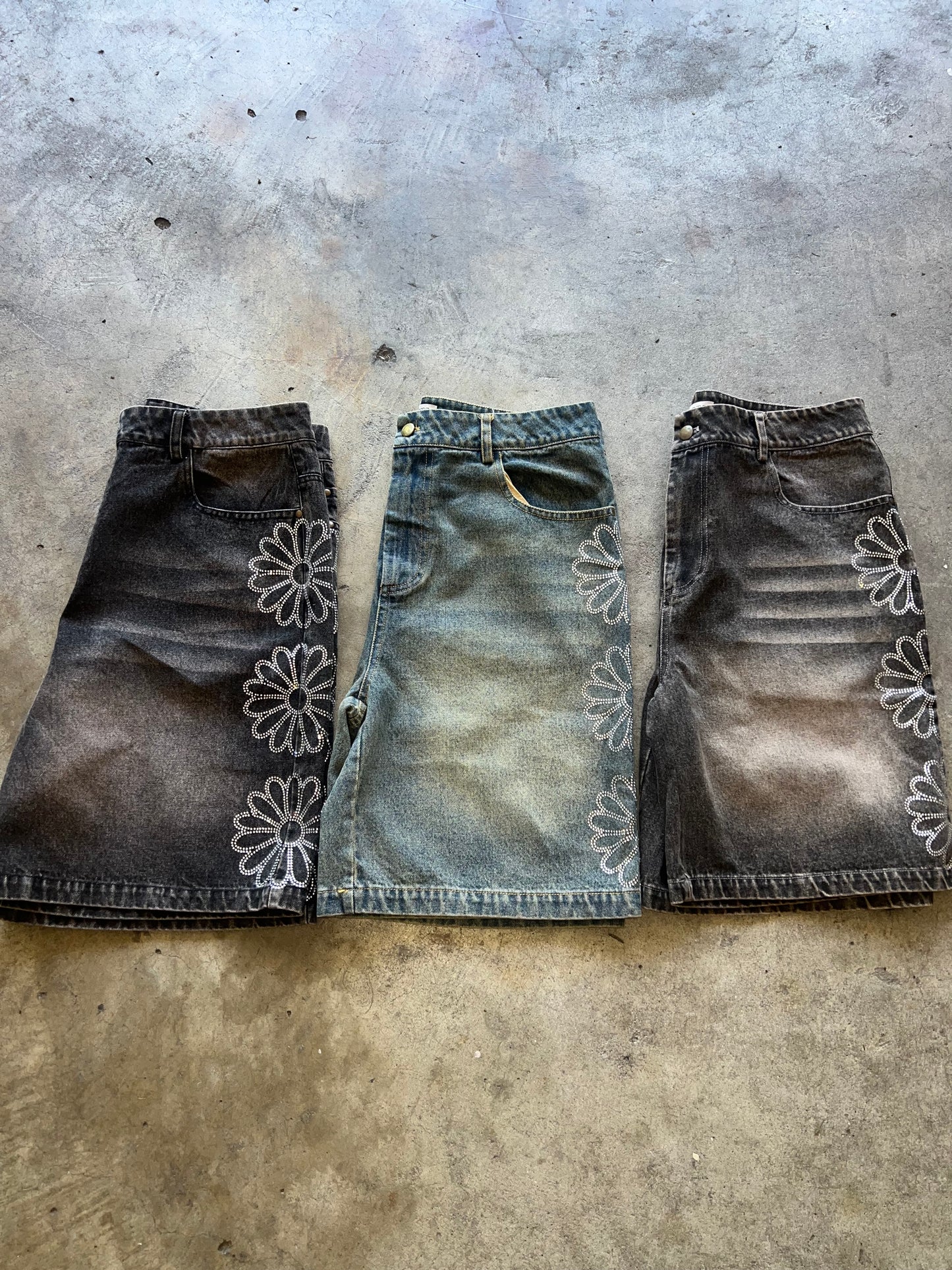 Speradik Rhinestone Denim Shorts