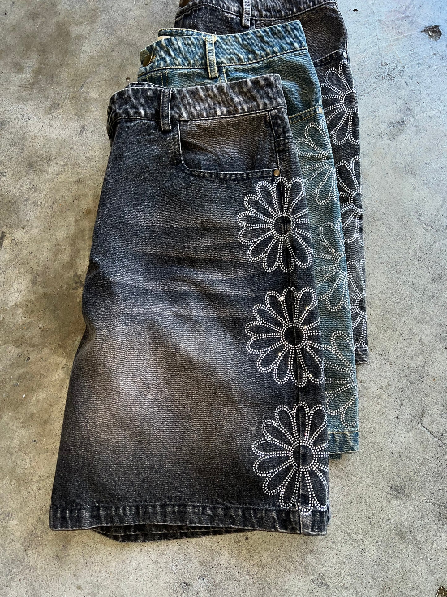 Speradik Rhinestone Denim Shorts
